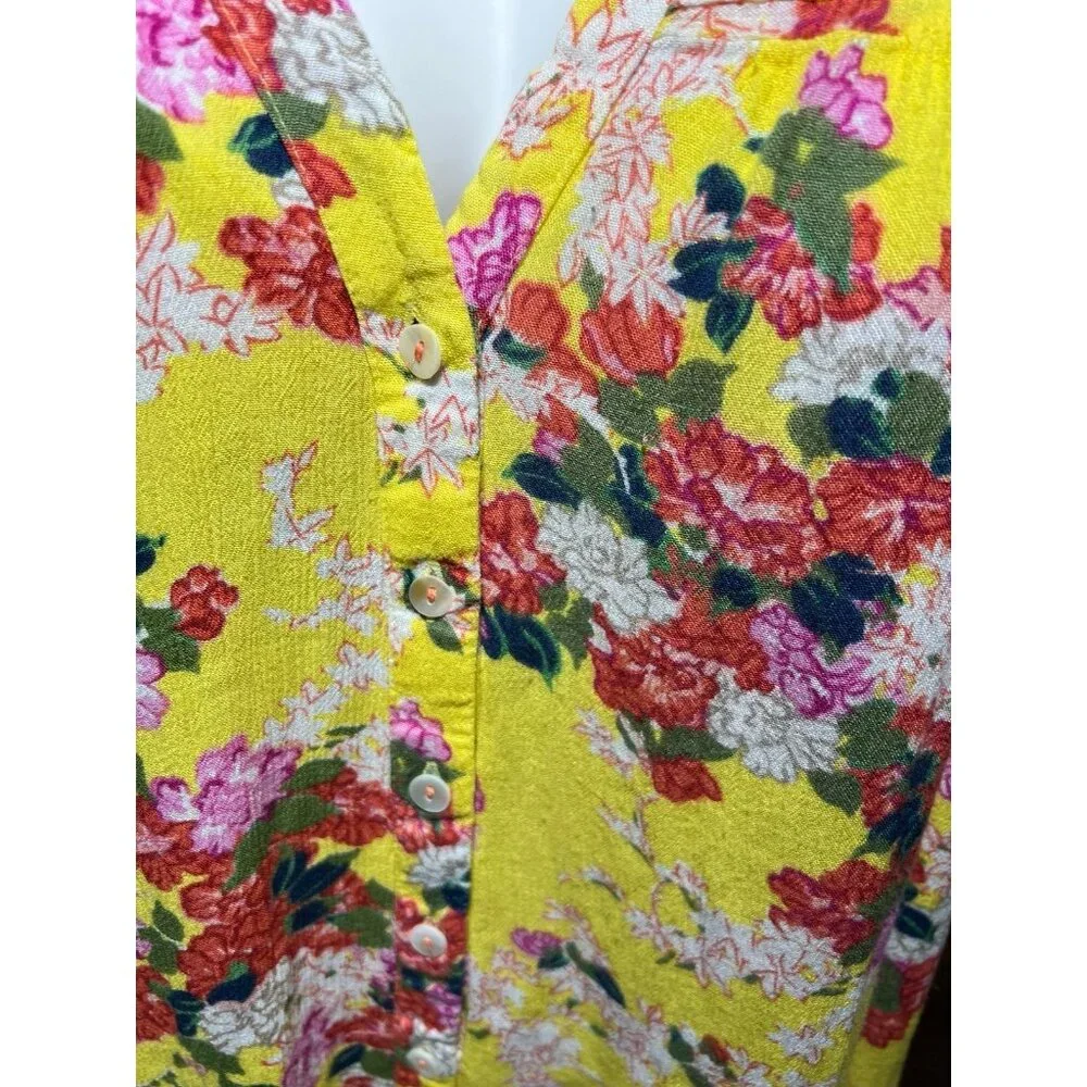 Meadow Rue by Anthropologie Yellow Floral Button Down Tank Top size 6 - Picture 5 of 5